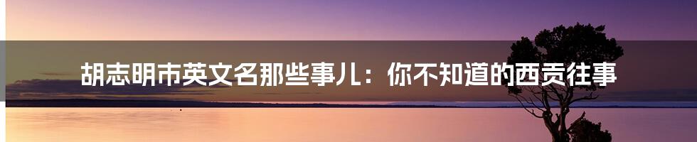 胡志明市英文名那些事儿:你不知道的西贡往事