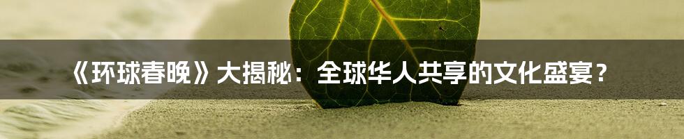 《环球春晚》大揭秘:全球华人共享的文化盛宴?