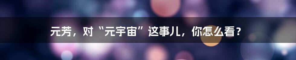 元芳,对“元宇宙”这事儿,你怎么看?