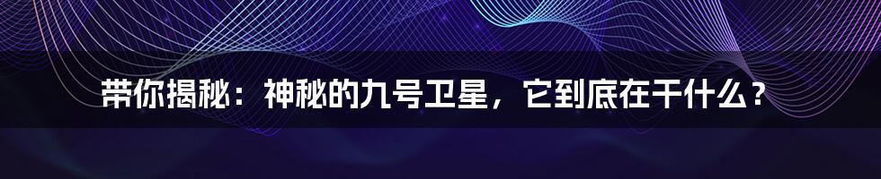 带你揭秘:神秘的九号卫星,它到底在干什么?