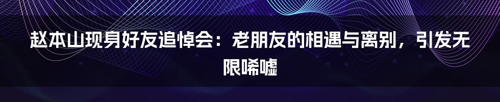 赵本山现身好友追悼会:老朋友的相遇与离别,引发无限唏嘘