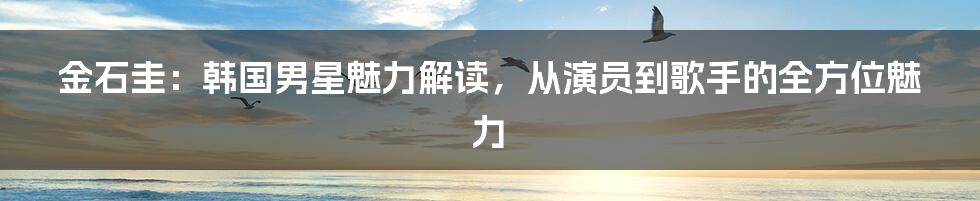 金石圭:韩国男星魅力解读,从演员到歌手的全方位魅力