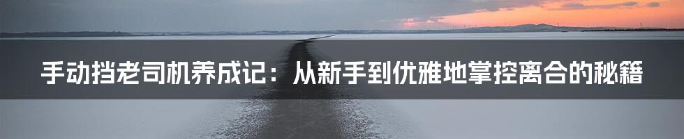手动挡老司机养成记:从新手到优雅地掌控离合的秘籍