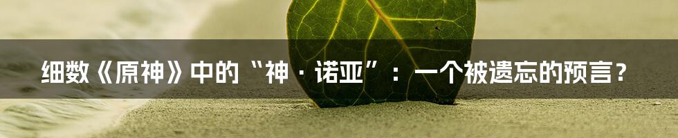 细数《原神》中的“神·诺亚”:一个被遗忘的预言?