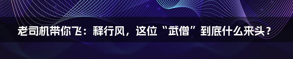 老司机带你飞:释行风,这位“武僧”到底什么来头?