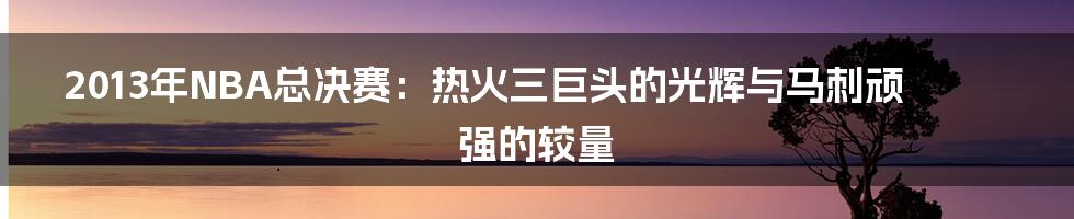 2013年NBA总决赛:热火三巨头的光辉与马刺顽强的较量