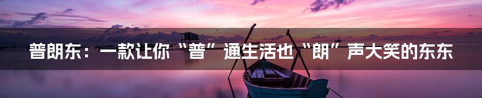 普朗东:一款让你“普”通生活也“朗”声大笑的东东