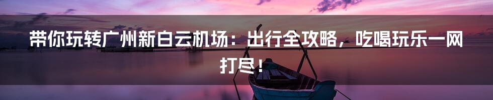 带你玩转广州新白云机场：出行全攻略，吃喝玩乐一网打尽！