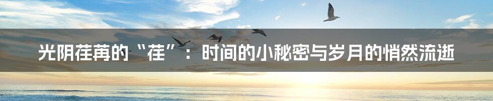 光阴荏苒的“荏”:时间的小秘密与岁月的悄然流逝