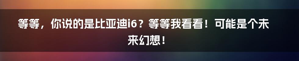 等等，你说的是比亚迪i6？等等我看看！可能是个未来幻想！
