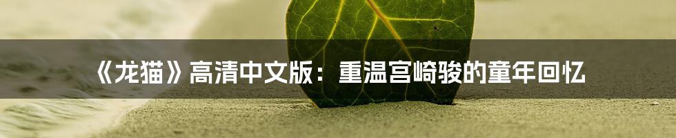 《龙猫》高清中文版:重温宫崎骏的童年回忆