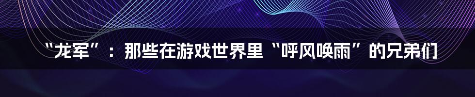 “龙军”:那些在游戏世界里“呼风唤雨”的兄弟们