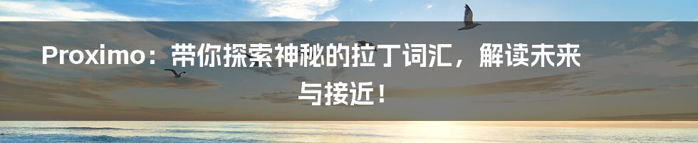 Proximo:带你探索神秘的拉丁词汇,解读未来与接近!