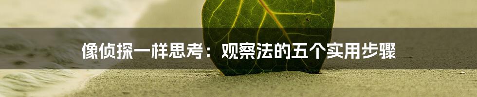像侦探一样思考:观察法的五个实用步骤