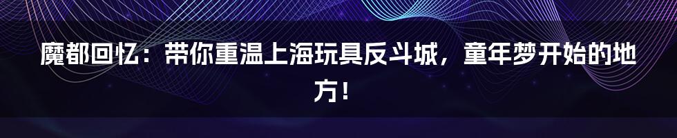 魔都回忆:带你重温上海玩具反斗城,童年梦开始的地方!
