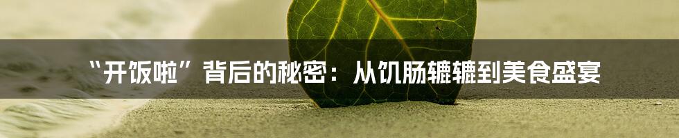 “开饭啦”背后的秘密:从饥肠辘辘到美食盛宴