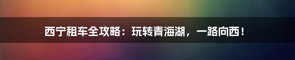 西宁租车全攻略:玩转青海湖,一路向西!
