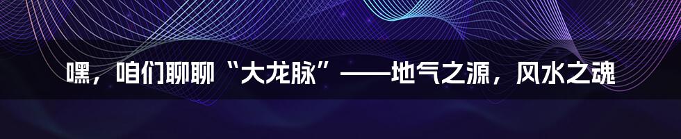 嘿,咱们聊聊“大龙脉”——地气之源,风水之魂