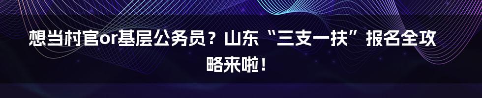 想当村官or基层公务员?山东“三支一扶”报名全攻略来啦!