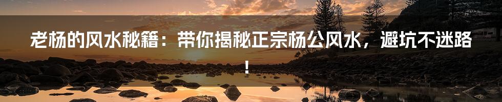 老杨的风水秘籍:带你揭秘正宗杨公风水,避坑不迷路!