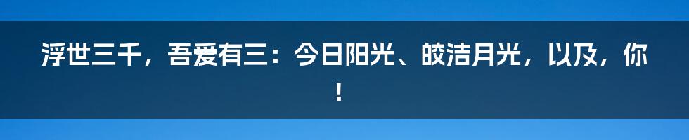 浮世三千,吾爱有三:今日阳光、皎洁月光,以及,你!