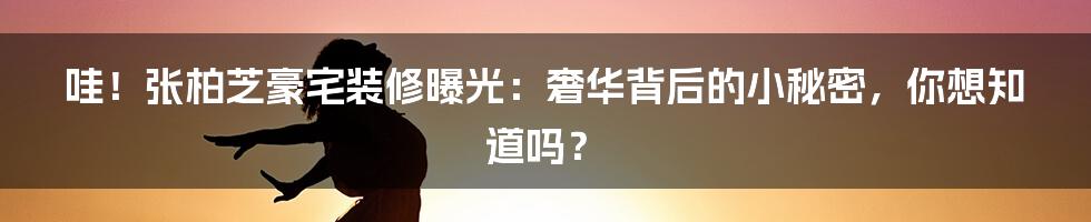 哇!张柏芝豪宅装修曝光:奢华背后的小秘密,你想知道吗?