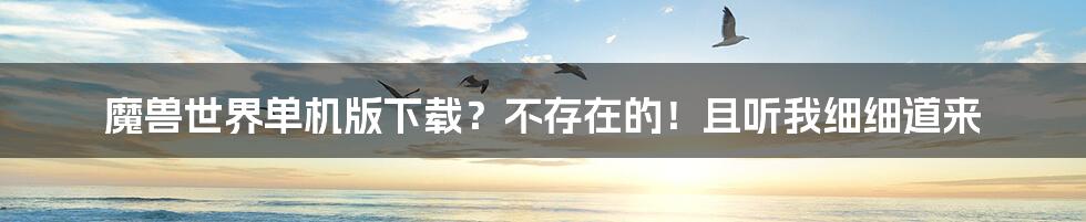 魔兽世界单机版下载?不存在的!且听我细细道来