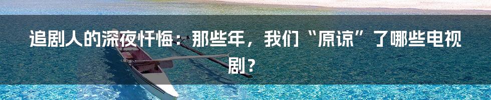 追剧人的深夜忏悔:那些年,我们“原谅”了哪些电视剧?