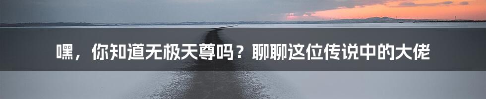 嘿,你知道无极天尊吗?聊聊这位传说中的大佬