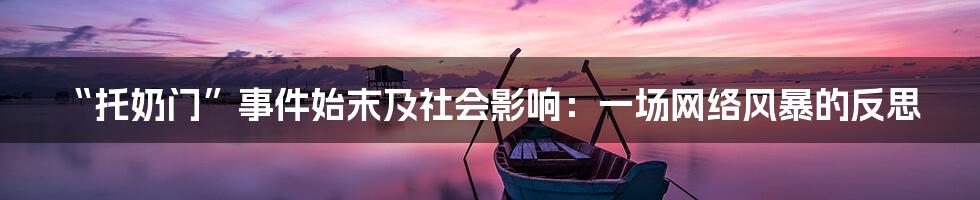 “托奶门”事件始末及社会影响:一场网络风暴的反思