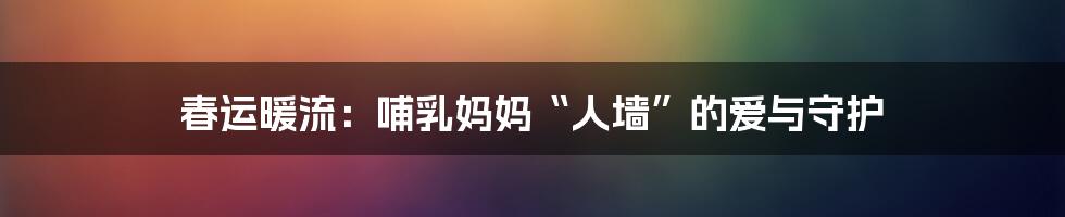 春运暖流:哺乳妈妈“人墙”的爱与守护