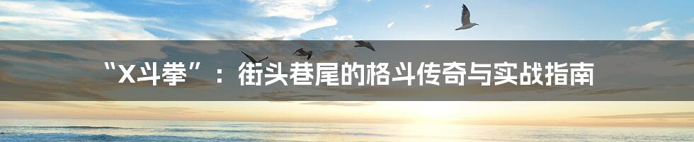 “X斗拳”:街头巷尾的格斗传奇与实战指南