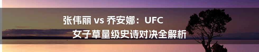 张伟丽 vs 乔安娜:UFC 女子草量级史诗对决全解析