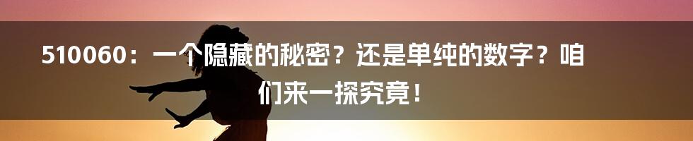 510060:一个隐藏的秘密?还是单纯的数字?咱们来一探究竟!
