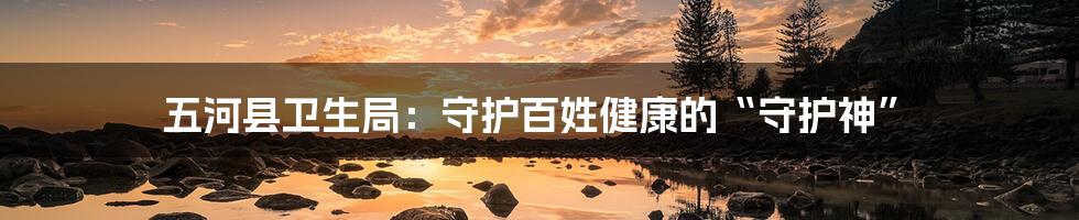 五河县卫生局:守护百姓健康的“守护神”