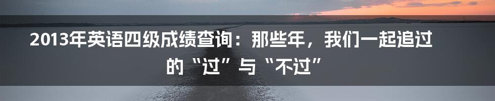 2013年英语四级成绩查询：那些年，我们一起追过的“过”与“不过”