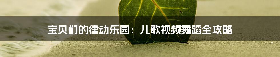 宝贝们的律动乐园：儿歌视频舞蹈全攻略