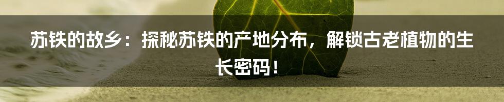 苏铁的故乡:探秘苏铁的产地分布,解锁古老植物的生长密码!