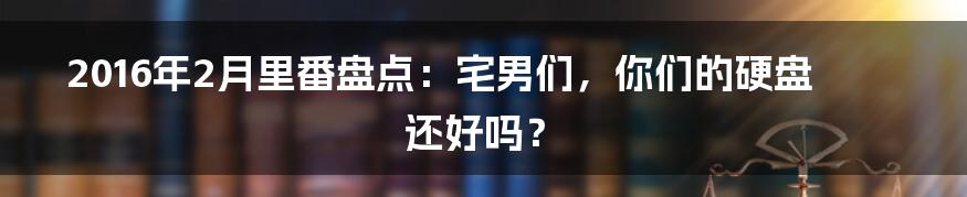 2016年2月里番盘点:宅男们,你们的硬盘还好吗?