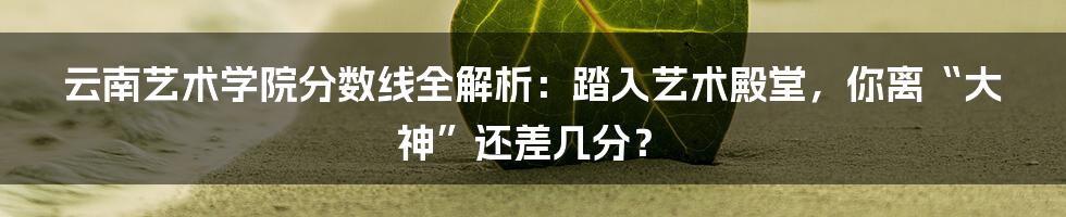 云南艺术学院分数线全解析:踏入艺术殿堂,你离“大神”还差几分?