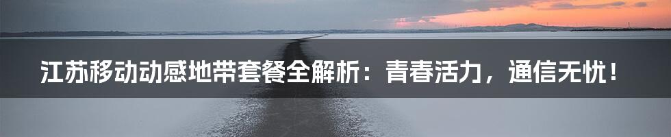 江苏移动动感地带套餐全解析：青春活力，通信无忧！