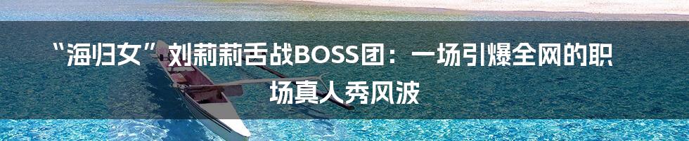 “海归女”刘莉莉舌战BOSS团:一场引爆全网的职场真人秀风波