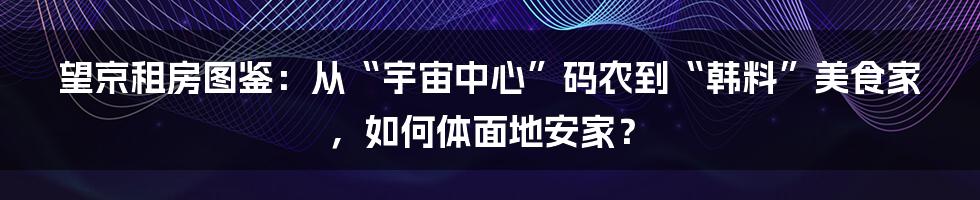 望京租房图鉴:从“宇宙中心”码农到“韩料”美食家,如何体面地安家?