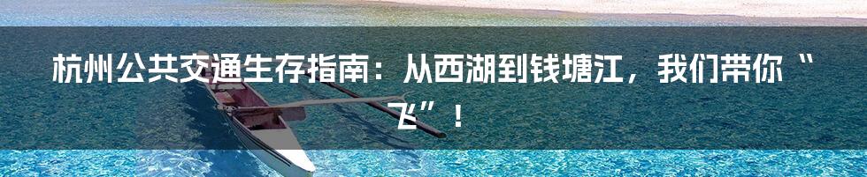 杭州公共交通生存指南:从西湖到钱塘江,我们带你“飞”!