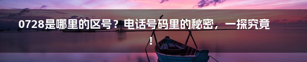 0728是哪里的区号?电话号码里的秘密,一探究竟!