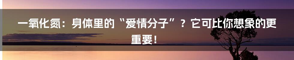 一氧化氮:身体里的“爱情分子”?它可比你想象的更重要!