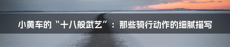 小黄车的“十八般武艺”:那些骑行动作的细腻描写