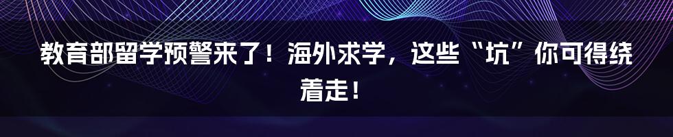 教育部留学预警来了!海外求学,这些“坑”你可得绕着走!