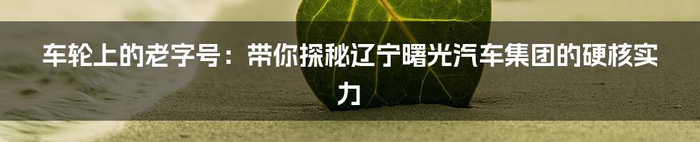 车轮上的老字号:带你探秘辽宁曙光汽车集团的硬核实力
