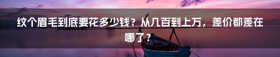 纹个眉毛到底要花多少钱？从几百到上万，差价都差在哪了？